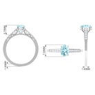 1 Carat Genuine Aquamarine Oval Engagement Ring with Diamond Side Stones AAA - Rosec Jewels