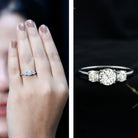 Certified Moissanite Three Stone Engagement Ring For Her D-VS1 - Rosec Jewels
