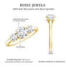 Certified Moissanite Three Stone Engagement Ring For Her D-VS1 - Rosec Jewels