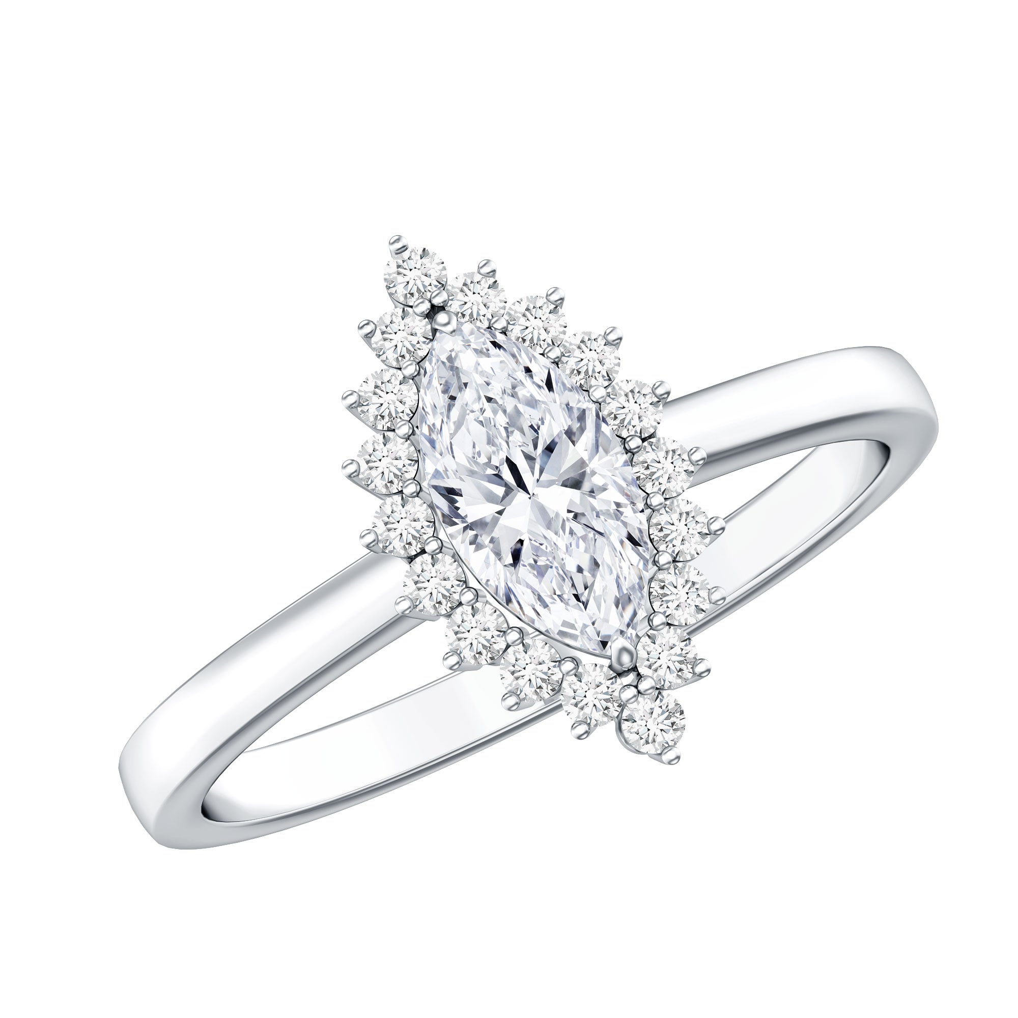 Certified Brilliant Cut Moissanite Marquise Engagement Ring D-VS1 - Rosec Jewels