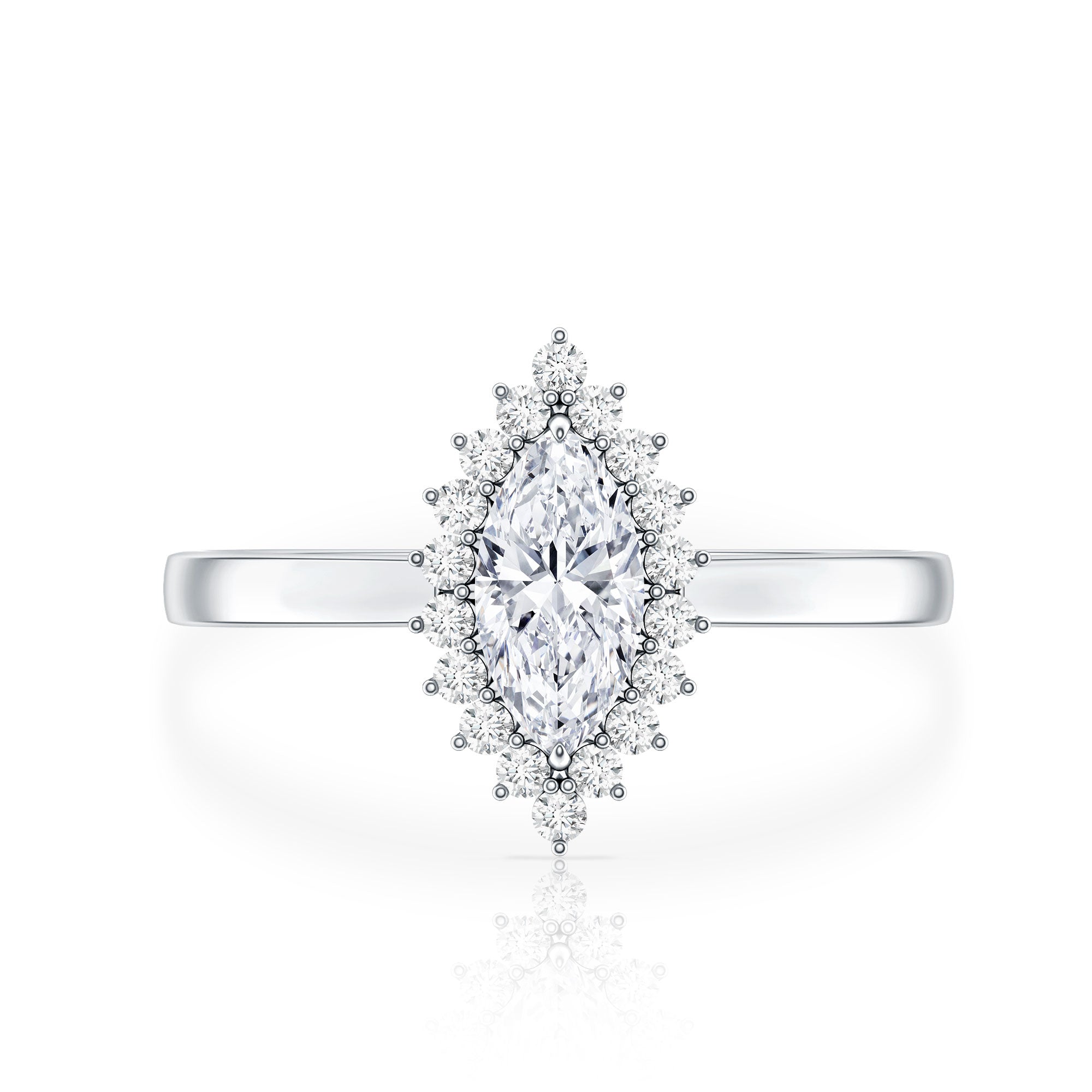 Certified Brilliant Cut Moissanite Marquise Engagement Ring D-VS1 - Rosec Jewels