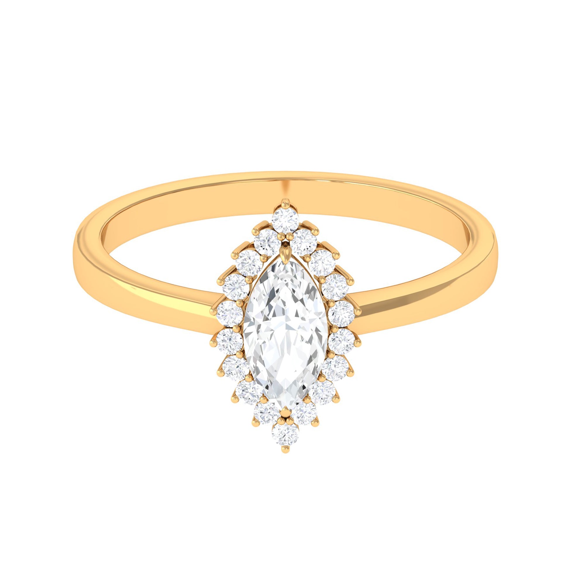 1.75 CT Moissanite Marquise Halo Engagement Ring Moissanite - ( D-VS1 ) - Color and Clarity - Rosec Jewels