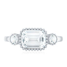 Rosec Jewels-Emerald Cut Moissanite 3 Stone Engagement Ring in East West Style