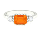 2 CT East West Fire Opal Engagement Ring with Diamond AAA - Rosec Jewels