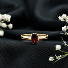 Certified Real Garnet Oval Engagement Ring in Bezel Setting AAA - Rosec Jewels