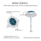 Rosec Jewels-Genuine London Blue Topaz Statement Engagement Ring with Diamond