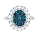 Rosec Jewels-Genuine London Blue Topaz Statement Engagement Ring with Diamond