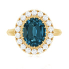 Rosec Jewels-Genuine London Blue Topaz Statement Engagement Ring with Diamond