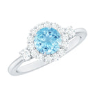 Classic Aquamarine Engagement Ring with Diamond Halo AAA - Rosec Jewels