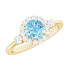 Classic Aquamarine Engagement Ring with Diamond Halo AAA - Rosec Jewels