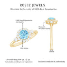 Classic Aquamarine Engagement Ring with Diamond Halo AAA - Rosec Jewels