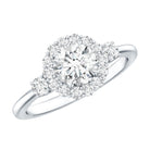 Rosec Jewels-Round Cut Moissanite Halo Engagement Ring with Certificate