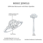 Rosec Jewels-Round Cut Moissanite Halo Engagement Ring with Certificate