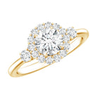 Rosec Jewels-Round Cut Moissanite Halo Engagement Ring with Certificate