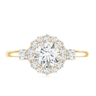 Rosec Jewels-Round Cut Moissanite Halo Engagement Ring with Certificate