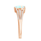 Designer Ethiopian Opal Heart Engagement Ring with Diamond Split Shank AAA - Rosec Jewels