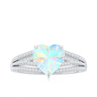 Designer Ethiopian Opal Heart Engagement Ring with Diamond Split Shank AAA - Rosec Jewels