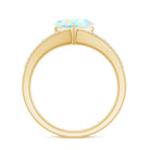 Designer Ethiopian Opal Heart Engagement Ring with Diamond Split Shank AAA - Rosec Jewels
