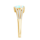 Designer Ethiopian Opal Heart Engagement Ring with Diamond Split Shank AAA - Rosec Jewels