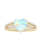 Designer Ethiopian Opal Heart Engagement Ring with Diamond Split Shank AAA - Rosec Jewels