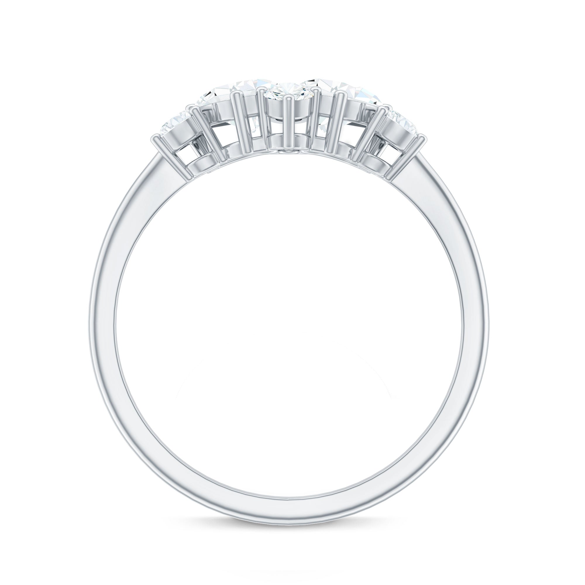 Rosec Jewels-Pear and Round Moissanite Cluster Promise Ring