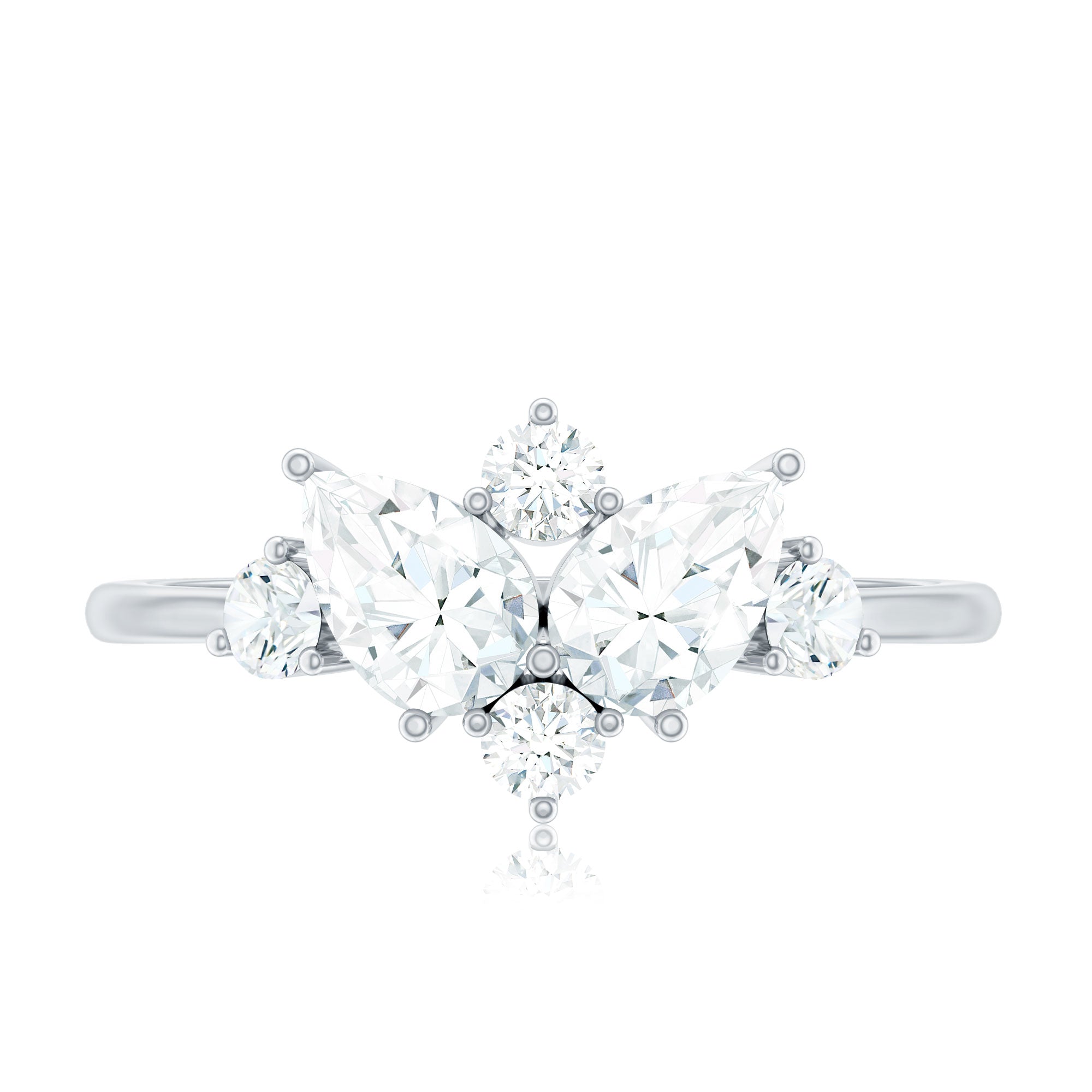 Rosec Jewels-Pear and Round Moissanite Cluster Promise Ring