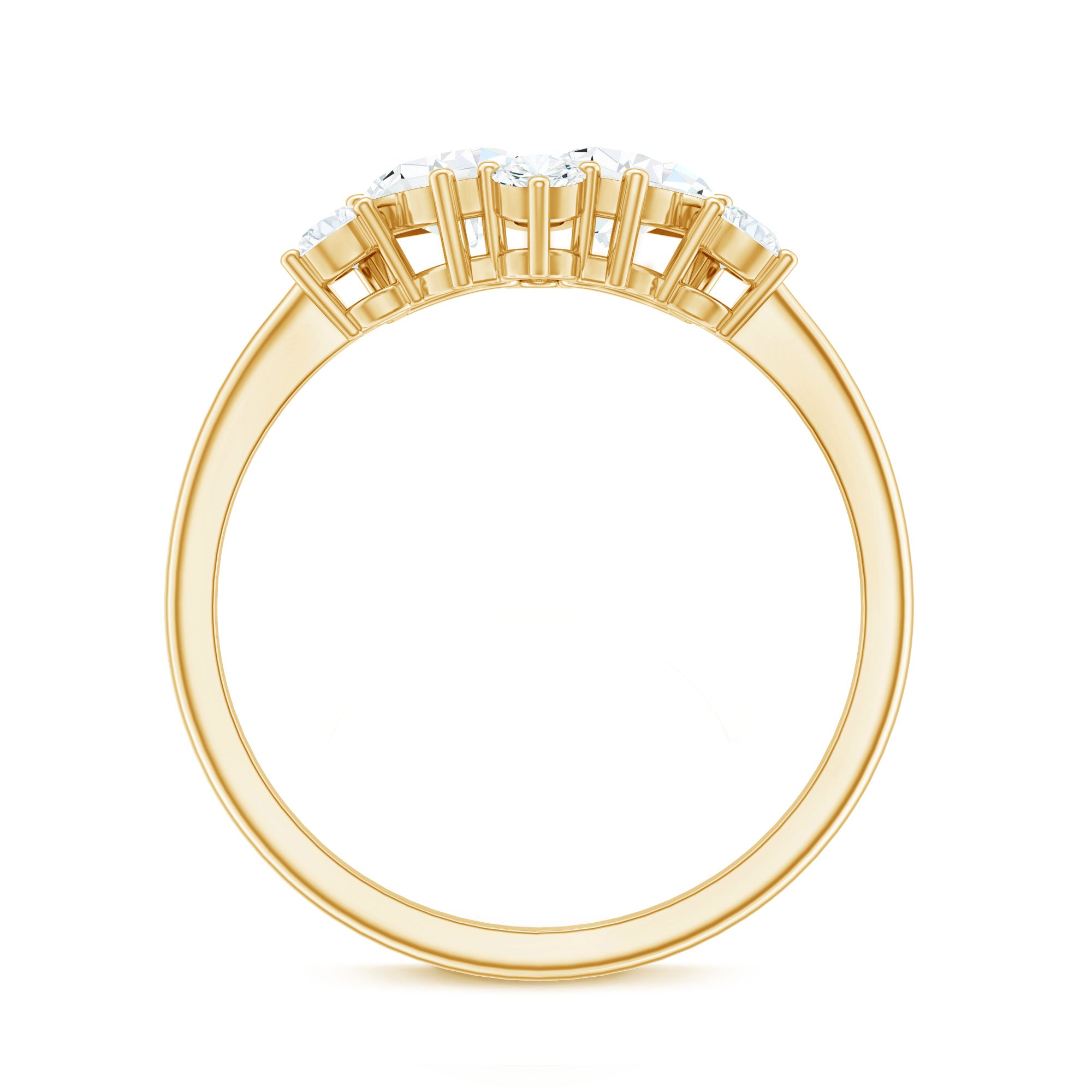 Rosec Jewels-Pear and Round Moissanite Cluster Promise Ring