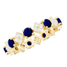 Rosec Jewels-2 CT Natural Blue Sapphire and Diamond Eternity Band Ring