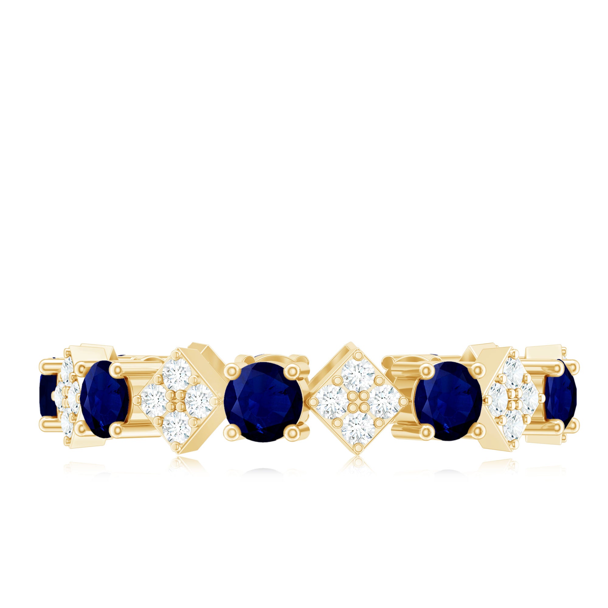 Rosec Jewels-2 CT Natural Blue Sapphire and Diamond Eternity Band Ring