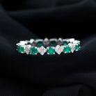 1.25 CT Natural Emerald and Diamond Eternity Band Ring Emerald - ( AAA ) - Quality - Rosec Jewels