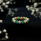 Rosec Jewels-Genuine Emerald and Diamond Eternity Wedding Band