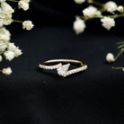 Pear Shaped Moissanite Bypass Promise Ring for Her D-VS1 - Rosec Jewels