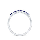 Certified Marquise Cut Blue Sapphire and Diamond Wedding Anniversary Band Ring AAA - Rosec Jewels