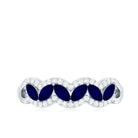 Certified Marquise Cut Blue Sapphire and Diamond Wedding Anniversary Band Ring AAA - Rosec Jewels