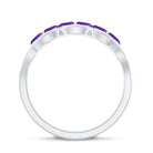 Real Marquise Amethyst Half Eternity Band Ring with Diamond AAA - Rosec Jewels