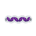 Real Marquise Amethyst Half Eternity Band Ring with Diamond AAA - Rosec Jewels