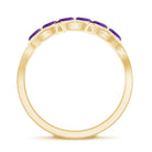 Real Marquise Amethyst Half Eternity Band Ring with Diamond AAA - Rosec Jewels