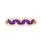 Real Marquise Amethyst Half Eternity Band Ring with Diamond AAA - Rosec Jewels