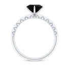 Natural 2 Carat Black Spinel Heart Engagement Ring with Diamond Side Stones AAA - Rosec Jewels