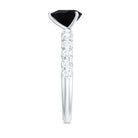 Natural 2 Carat Black Spinel Heart Engagement Ring with Diamond Side Stones AAA - Rosec Jewels