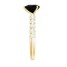 Natural 2 Carat Black Spinel Heart Engagement Ring with Diamond Side Stones AAA - Rosec Jewels