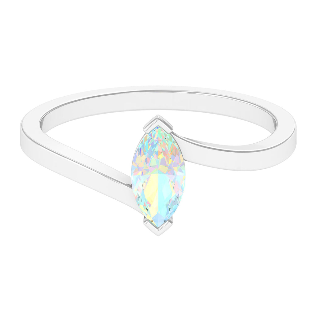 Marquise Cut Ethiopian Opal Solitaire Bypass Ring in Gold Ethiopian Opal - ( AAA ) - Quality - Rosec Jewels