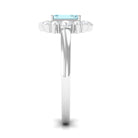 Octagon Aquamarine Engagement Ring with Diamond Halo AAA - Rosec Jewels