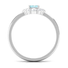 Octagon Aquamarine Engagement Ring with Diamond Halo AAA - Rosec Jewels