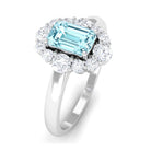 Octagon Aquamarine Engagement Ring with Diamond Halo AAA - Rosec Jewels