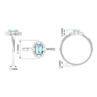 Octagon Aquamarine Engagement Ring with Diamond Halo AAA - Rosec Jewels