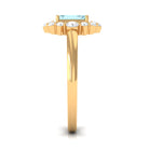 Octagon Aquamarine Engagement Ring with Diamond Halo AAA - Rosec Jewels