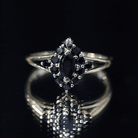 Certified Black Onyx Cluster Cocktail Ring with Split Shank AAA - Rosec Jewels