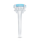 1 Carat Oval Cut Aquamarine Engagement Ring with Diamond Collar AAA - Rosec Jewels