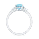 1 Carat Oval Cut Aquamarine Engagement Ring with Diamond Collar AAA - Rosec Jewels